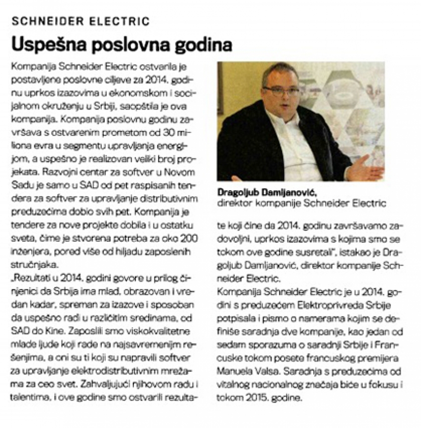 Uspešna poslovna godina za Schneider Electric
