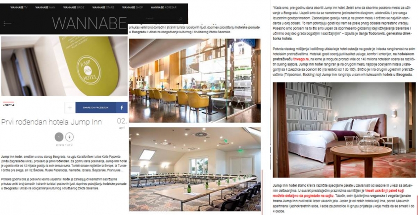 Jump Inn hotel na Wannabemagazine portalu