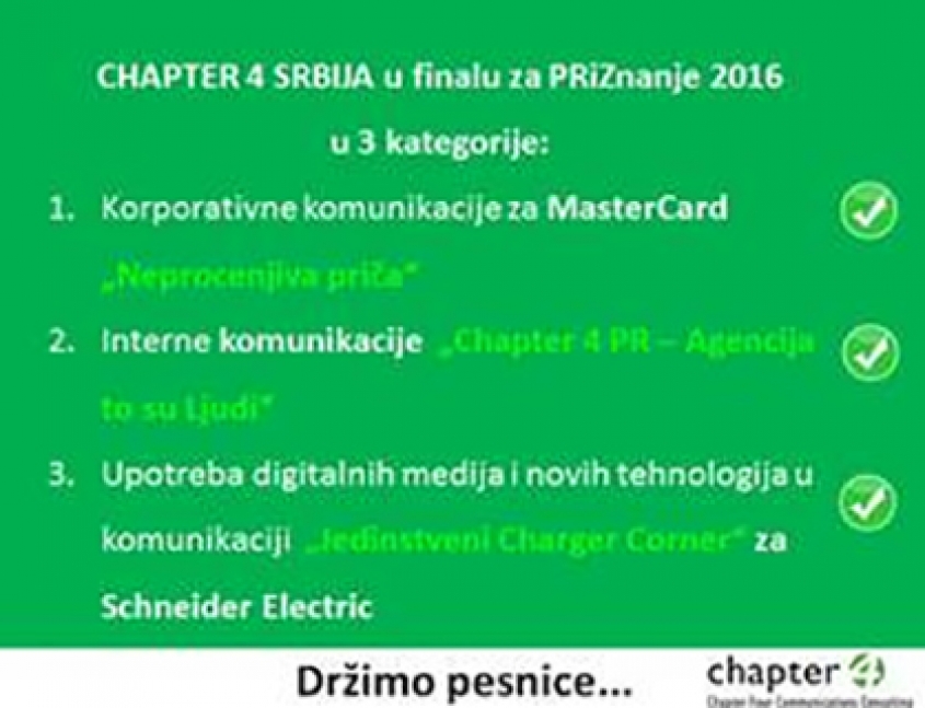 Chapter 4 sa tri projekta u finalu za PRiZnanje
