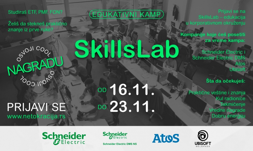 Studenti mogu da upoznaju Schneider Electric, Atos i Ubisoft u okviru edukativnog kampa SkillsLab