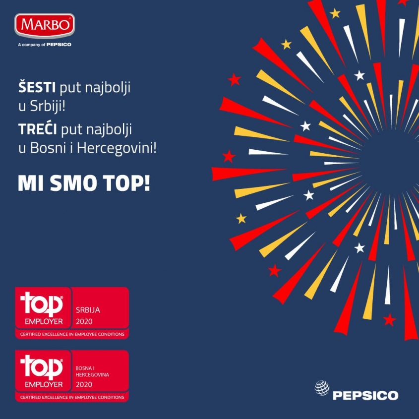 Kompanija PepsiCo Zapadni Balkan I ove godine dobitnik Top Employer priznanja