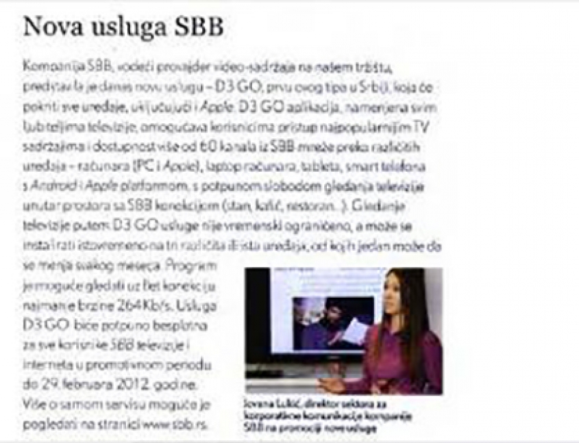 SBB in the magazine Lepota & zdravlje