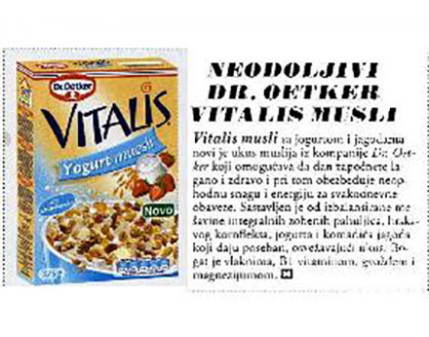 Pleasure for health - Vitalis Muesli