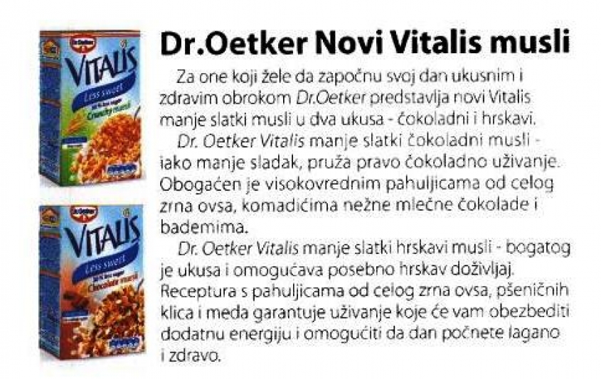 Vitalis Muesli With Less Sugar in the Media