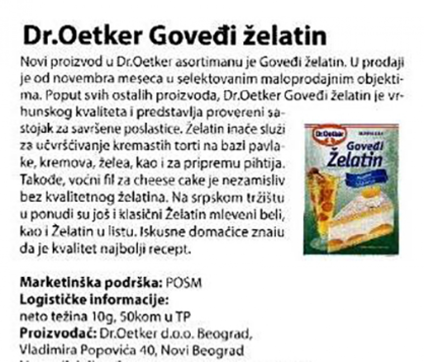 The New Dr.Oetker Gelatine in the Media