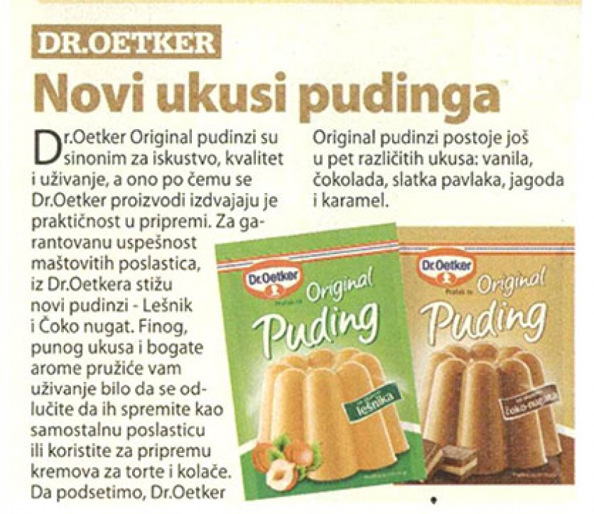 New Dr.Oetker Puddings in the HEY! magazine