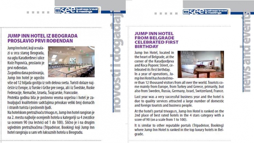 Jump In Hotel in a regional magazine Congress tourism