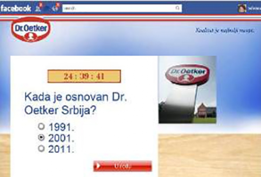 Dr.Oetker nagradni kviz je startovao na Facebook-u