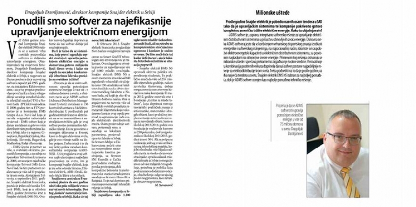 Schneider Electric in Daily Newspapers Danas