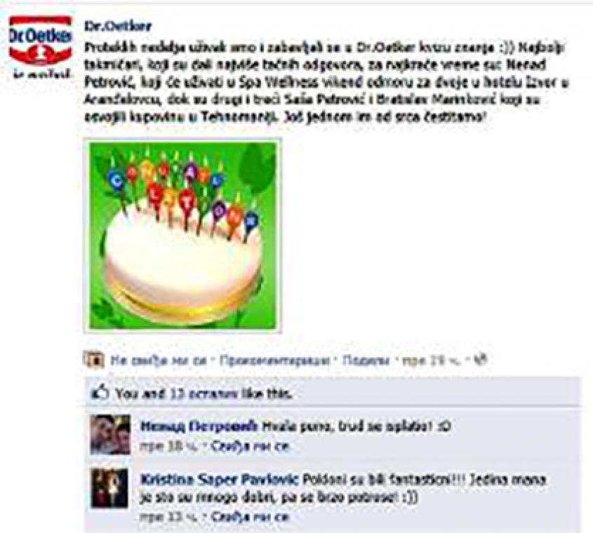 Završen Čarolija kviz na facebook stranici Dr.Oetker