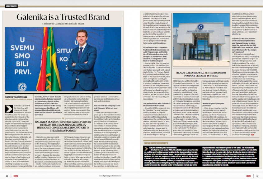 Our client for D&C magazine: Galenika is a trusted brand