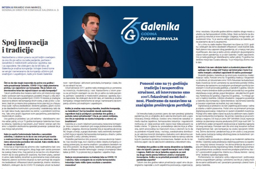 Galenika in weekly magazine Nedeljnik