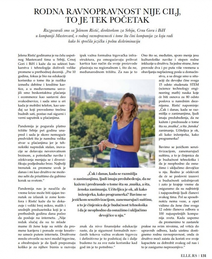 Rodna ravnopravnost nije cilj, to je tek početak
