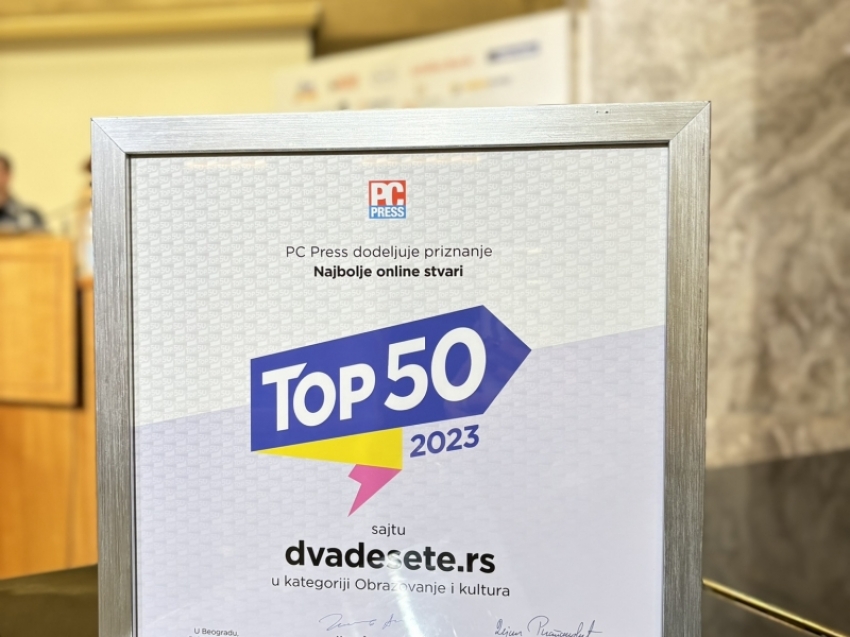 Dvadesete.rs među dobitnicima priznanja Top50