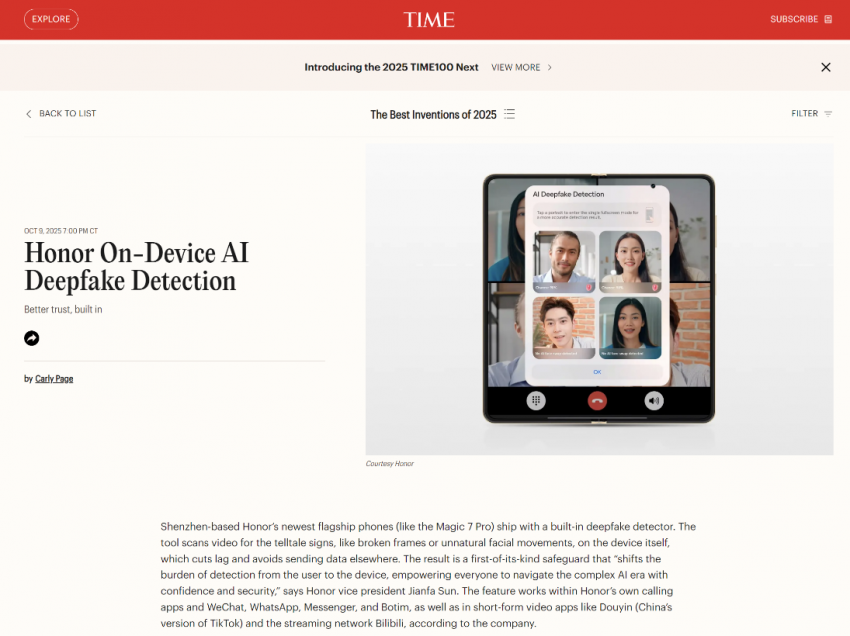 HONOR Wins Two Prestigious TIME Best Inventions 2025 Awards