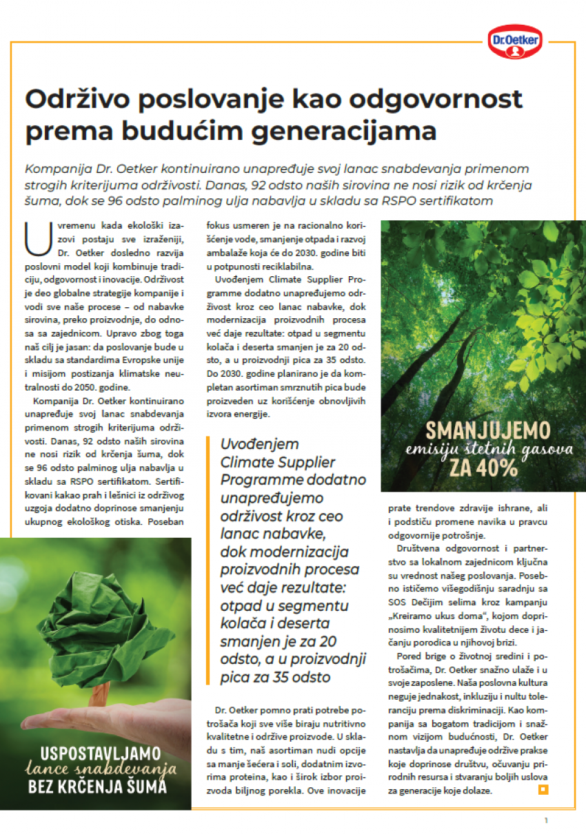 Održivo poslovanje kao odgovornost prema budućim generacijama
