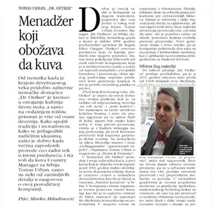 Menadžer koji voli da kuva