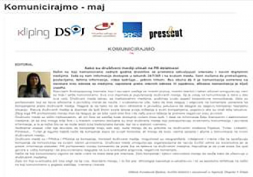 Chapter 4 Srbija Editorial u regionalnom biltenu o odnosima s javnošću