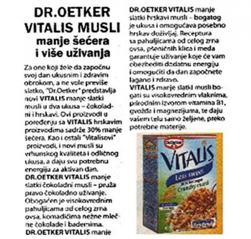Naš klijent u medijima: Dr.Oetker